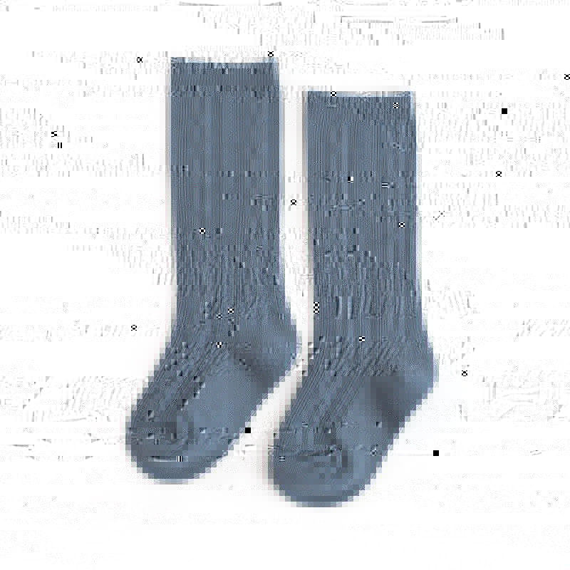 Denim Cable Knit Knee Highs Socks